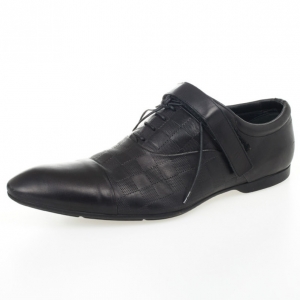 Pre Owned Louis Vuitton Black Damier Embossed Leather Richelieu Fairway Lace Up Shoes Size 42.5