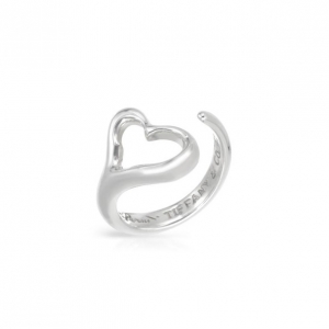 Pre Owned Tiffany & Co. Elsa Peretti Open Heart Silver Ring Size 52