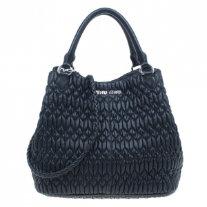 Pre Owned Miu Miu Black Cloquet Nappa Leather Bag