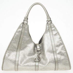 Pre Owned Gucci Silver GG Joy Pushlock Large Hobo