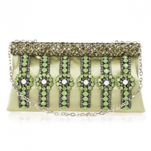 Pre Owned Valentino Gray Poudre Nappa Glam Framed Clutch