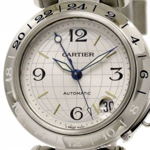 Pre Owned Cartier White Stainless Steel Pasha C Meridian Unisex Wristwatch 35MM