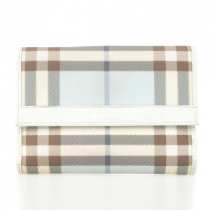 Pre Owned Burberry Light Blue Nova Check Continental Wallet