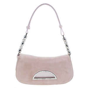 Pre Owned Dior Pink Suede Maris Pearl Shoulder Bag