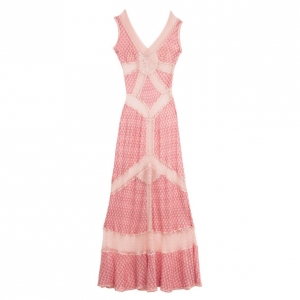 Pre Owned Missoni Pink Long Crochet Dress With Camisole S