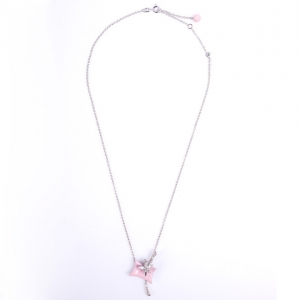 Pre Owned Stefan Hafner 18 K White Gold Enamel Diamond Flower Pendant Necklace 