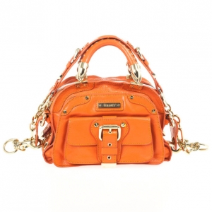 Pre Owned Versace Orange Leather Mini Satchel