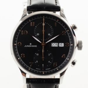 Pre Owned Junghans Arthur Attaché SS Leather Chronograph Mens Wristwatch 40 MM