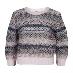 Pre Owned Chanel Pink Tweed Knit Sweater S