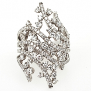 Pre Owned Damiani 18 K White Gold Diamond Ring Size 57