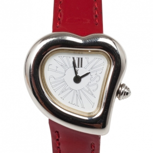 Pre Owned Saint Laurent Paris Heart SS Leather Womens Watch 26 MM