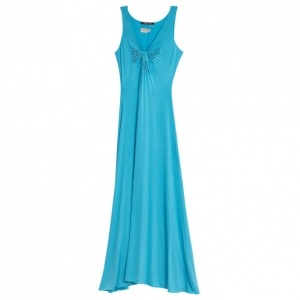 Pre Owned Roberto Cavalli Blue Stretch Long Dress M