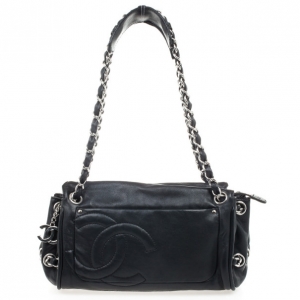 Pre Owned Chanel Black Lambskin Cruise Shoulder Bag