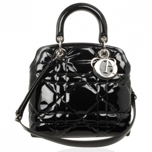 Pre Owned Christian Dior Black Patent Medium Granville Bag 