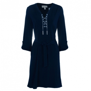 Pre Owned MICHAEL Michael Kors Navy Drawstring Detail Dress S