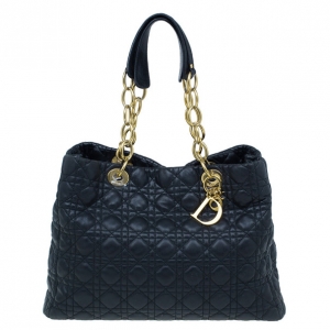 Pre Owned Dior Black Lambskin Soft Lady Dior Tote