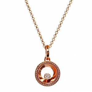 Pre Owned Chopard Happy Diamond 18 K Pink Gold Necklace 