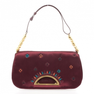 Pre Owned Dior Pink Sateen 'Maris Pearl'  Embroidered Shoulder bag