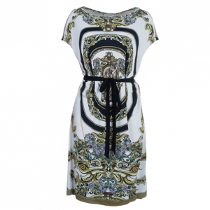 Pre Owned Versace Multiprint Jersey Shift Dress L