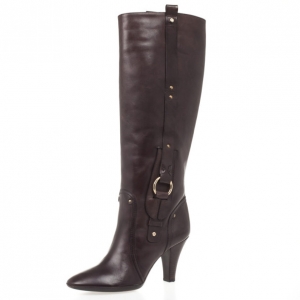 Pre Owned Celine Brown Leather Knee Length Boots Size 40