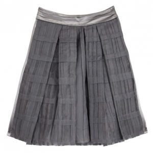 Pre Owned Christian Lacroix Grey Pleated Midi Skirt L