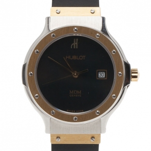 Pre Owned Hublot Black 18K Rose Gold SS Classic Womens Wristwatch 32 MM
