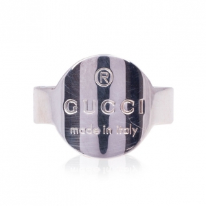 Pre Owned Gucci Round Logo Ring Size 55