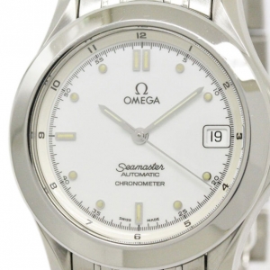 Pre Owned Omega White Stainless Steel Seamaster Men's Wristwatch 36MM