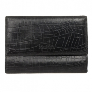 Pre Owned Max Mara Crocodile Print Leather Flap Wallet