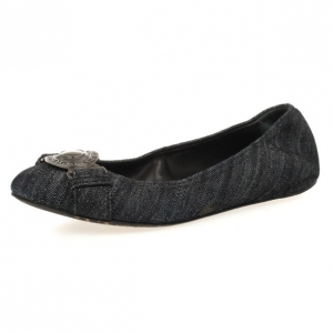 Pre Owned Burberry Grainy Denim Ballet Flats Size 39.5