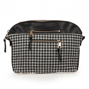 Pre Owned Chloe Angie Black Large Houndstooth Pouch