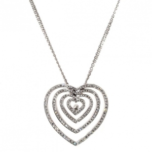 Pre Owned Chopard Diamond Heart 18 K White Gold Necklace