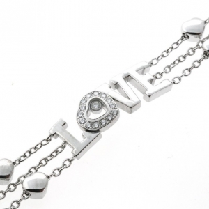 Pre Owned Chopard 18 K White Gold Happy Diamond Heart Bracelet 