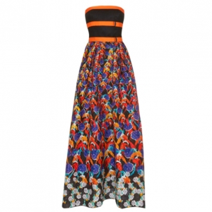 Pre Owned Peter Pilotto Freya Strapless Printed Dress M