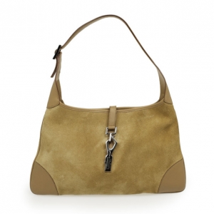 Pre Owned Gucci Beige Suede Large Jackie O Shoulder Bag
