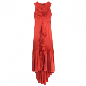Pre Owned Carolina Herrera Red Silk Gown M