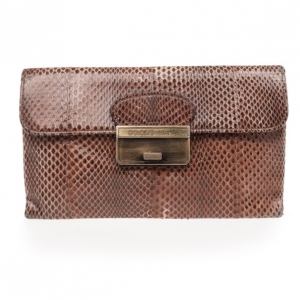 Pre Owned Dolce and Gabbana Brown Python Pochette 