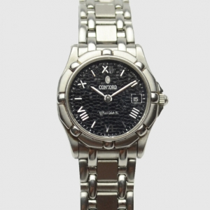 Pre Owned Concord Saratoga Stainless Steel Womens Wristwatch 24 MM