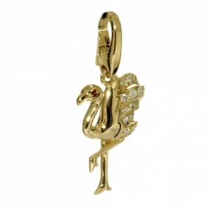 Pre Owned Cartier Diamond 18 K Yellow Gold Flamingo Charm Pendant