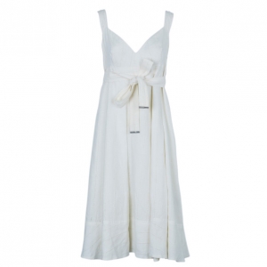 Pre Owned Burberry White Linen Sleeveless Dress M