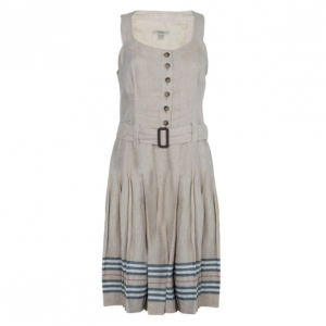 Pre Owned Burberry Linen Novacheck Print Dress S