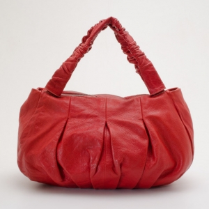 Pre Owned Furla Red Onyx Leather 'Aries' Large Shoulder Bag
