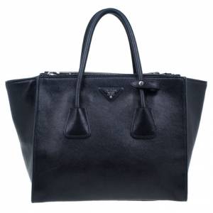 Pre Owned Prada Black Winged Tote