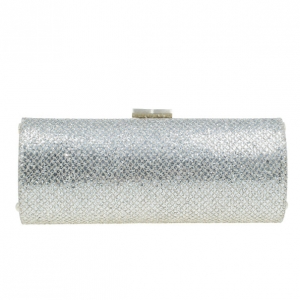 Pre Owned Jimmy Choo Gold Fabric Glitter Twill Tube Clutch