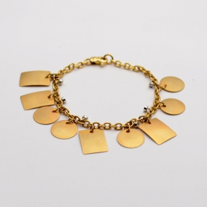 Pre Owned Alfieri & St. John Diamond and Gold Bracelet With Yellow Gold Geometric Charms  