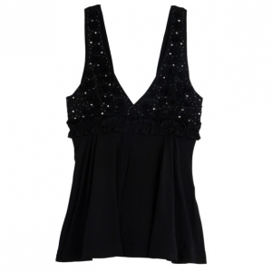Pre Owned Emporio Armani Black Embellished Top S