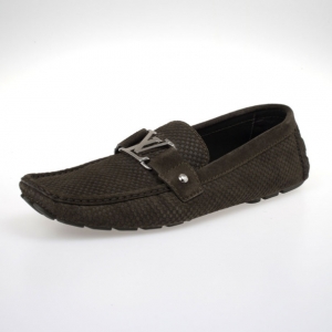 Pre Owned Louis Vuitton Petit Damier Monte Carlo Suede Loafers Size 43.5