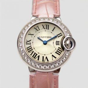 Pre Owned Cartier White Ballon Bleu Womens Wristwatch 28.5 MM