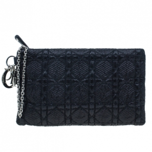 Pre Owned Dior Black Glazed Fabric Clutch Bag
