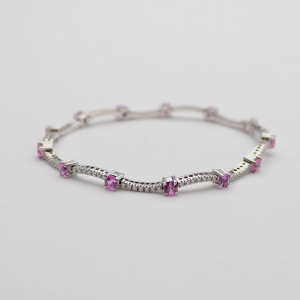 Pre Owned Damiani Diamond & Pink Sapphire Bracelet